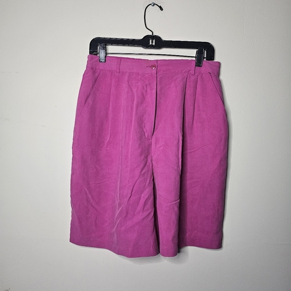 Liz Claiborne Collection Tropical Punch Pink High Waisted Silk Shorts Size 12 - Picture 6 of 6